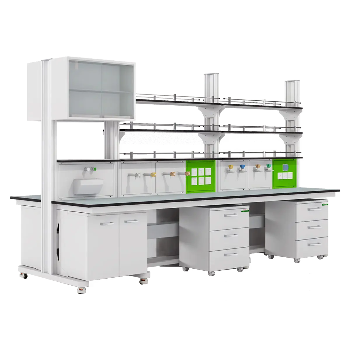 C-Frame-Metal-Lab-Table-With-Hanging-Cabinet